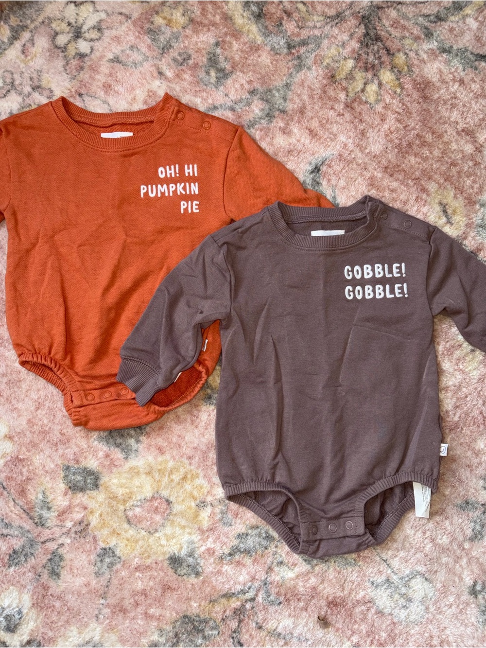 Baby Fall Pumpkin Thanksgiving Bodysuit Set - Pumpkin Orange & Deep Brown